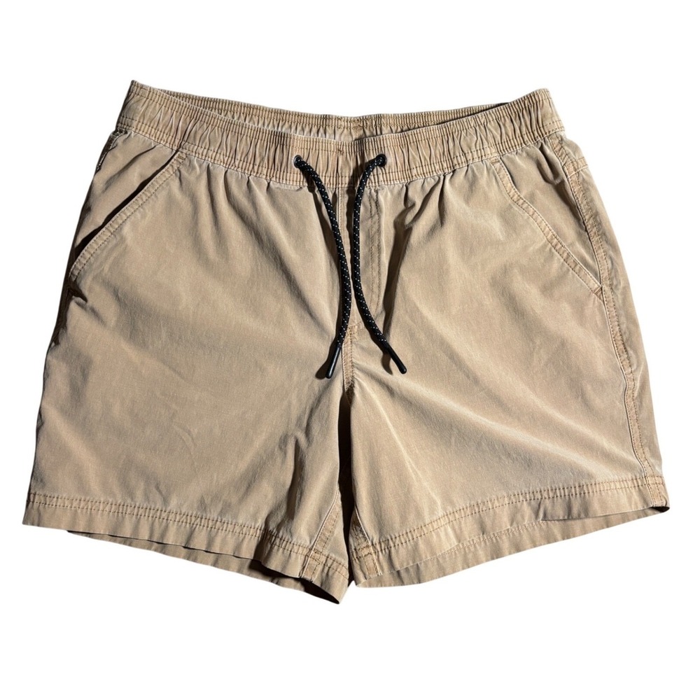 Bearbottom Clothing Mens M Khaki Tan Stretch Shorts 5.5 Inseam trails gorpcore